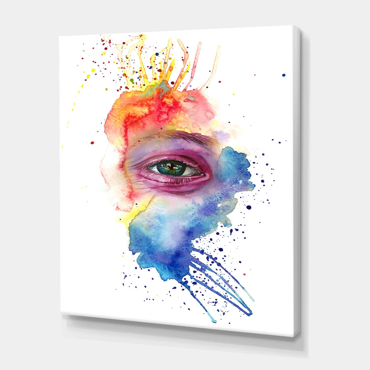 Designart - Detail of Eye In Multi-Colored Face Portrait - Bohemian & Eclectic Canvas Wall Art Print